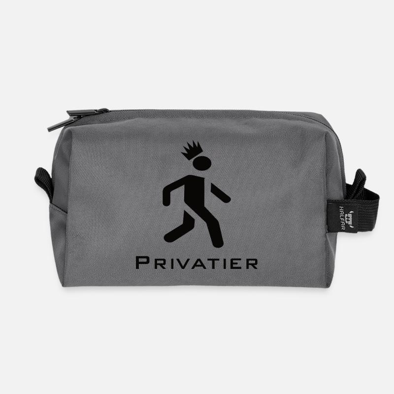 Privatier - Runner with Crown Design Black - Recycled Toiletry Zip Bag - anthracite