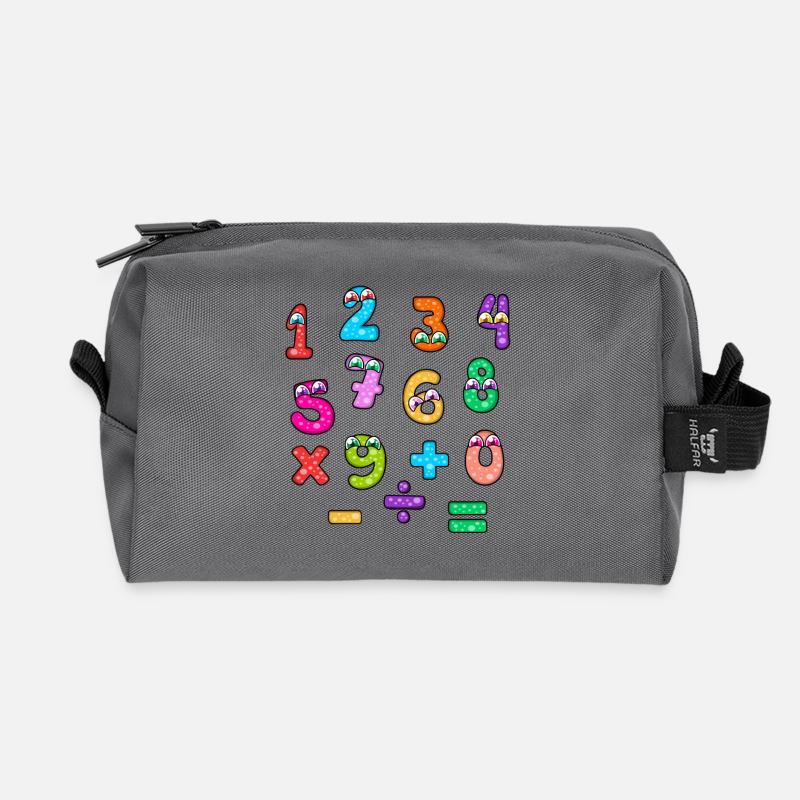 Number Day Colorful Number Faces Baby Pattern - Recycled Toiletry Zip Bag - anthracite