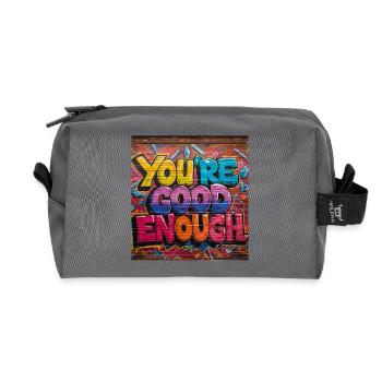 Inspiring Graffiti Text Art - Recycled Toiletry Zip Bag - anthracite - Front