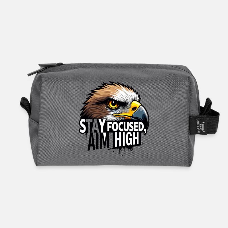 Eagle Focus Motivational Design - Recycled Toiletry Zip Bag - anthracite