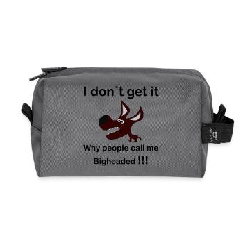 Maroon Cartoon Dog with Fangs - Recycled Toiletry Zip Bag - anthracite - Front