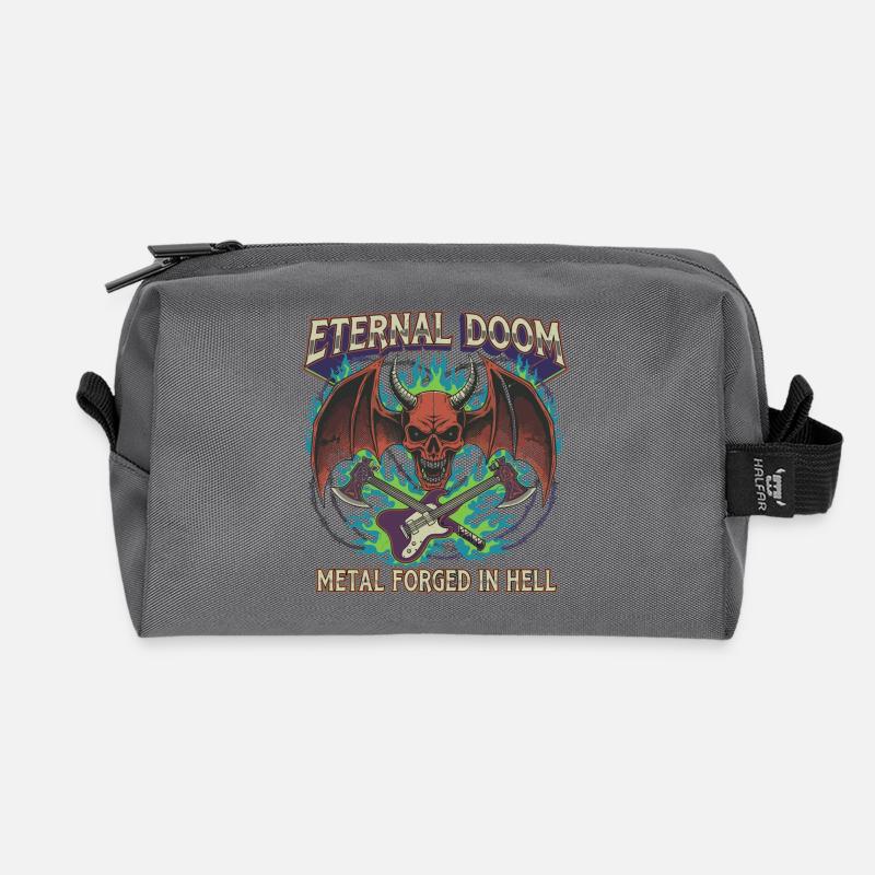 Eternal Doom Hell Metal Artwork - Recycled Toiletry Zip Bag - anthracite