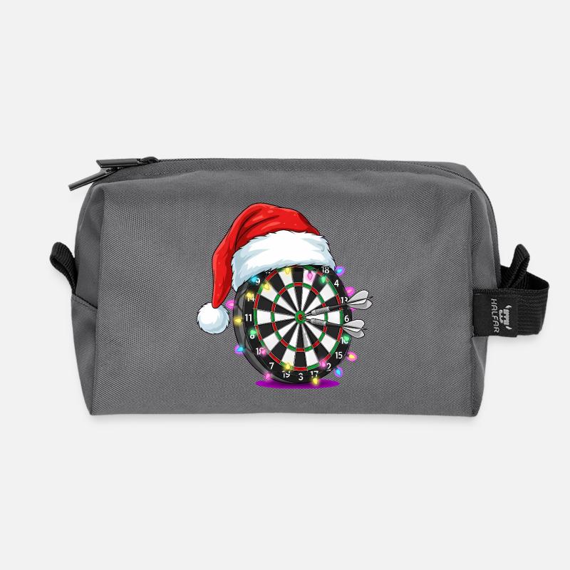 Darts Dartscheibe mit Weihnachtsmütze Comic - Recycelte Kulturtasche - Anthrazit