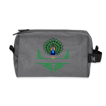 Peacock Laurel Wreath with Namespace - Recycled Toiletry Zip Bag - anthracite - Front