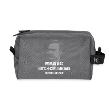 Nietzsche-Porträt fettes Zitat - Recycelte Kulturtasche - Anthrazit - Vorne