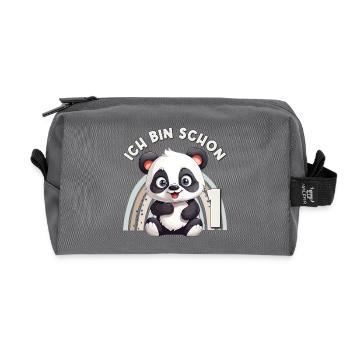 1st Birthday Panda Bear Rainbow Cute Cute - Recycled Toiletry Zip Bag - anthracite - Front