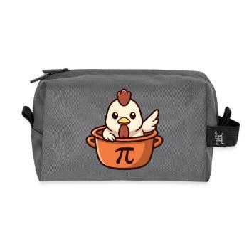 Un poulet mignon dans la casserole avec le symbole Pi : plaisir - Trousse de toilette en tissu recyclé - anthracite - Devant