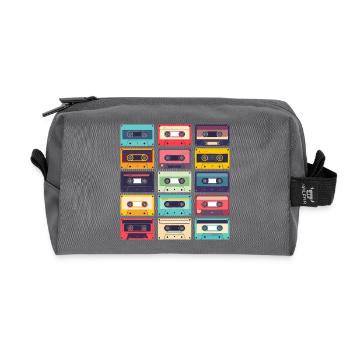 Kassetten Pop Art Muster - Recycelte Kulturtasche - Anthrazit - Vorne