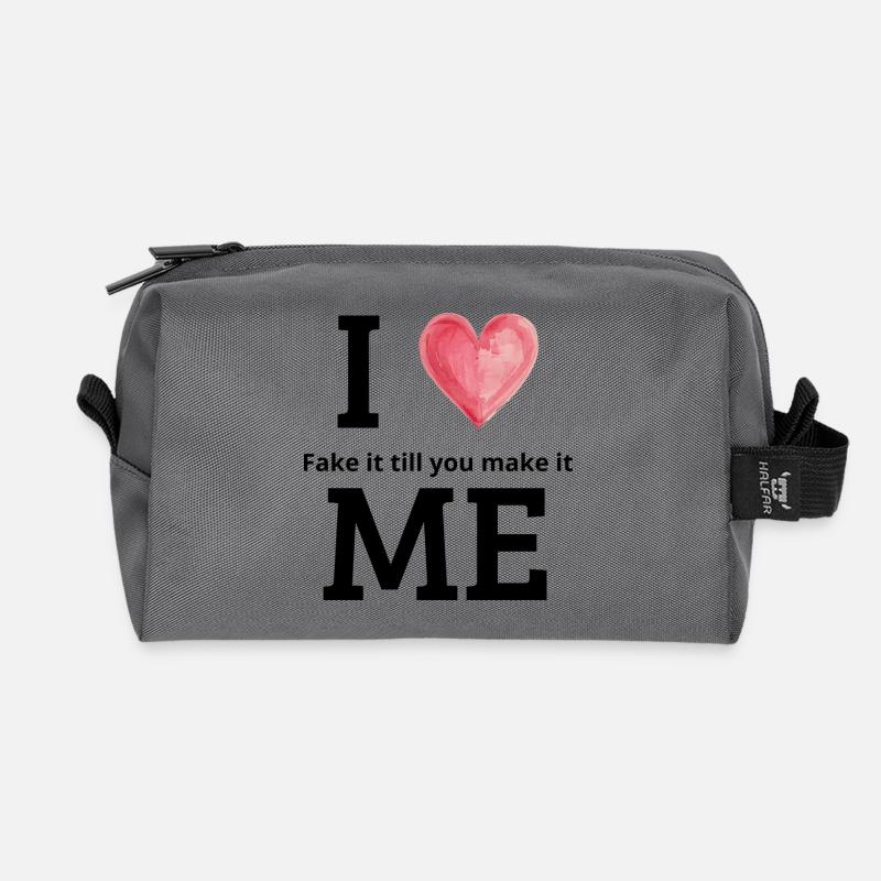 Fake It Till You Make It – Selbstliebesreise - Recycelte Kulturtasche - Anthrazit