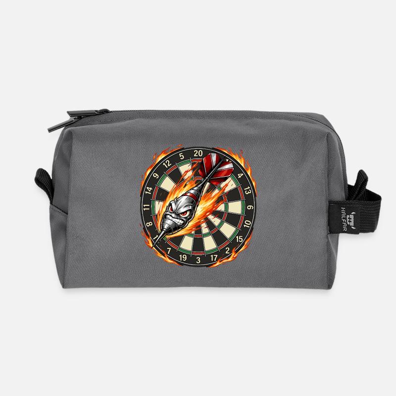 Flammenpfeil trifft Dartboard - Recycelte Kulturtasche - Anthrazit