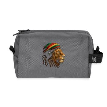Löwe mit Rastafari Kopfhörer - Recycelte Kulturtasche - Anthrazit - Vorne