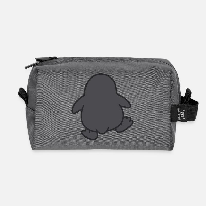Lustiger watschelnder dicker Pinguin - Recycelte Kulturtasche - Anthrazit