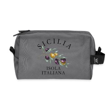Sicilia Isola Italiana Oliven Zweig Design - Recycelte Kulturtasche - Anthrazit - Vorne