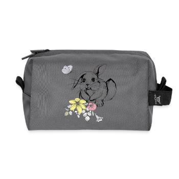 Rabbit in a flower meadow - Recycled Toiletry Zip Bag - anthracite - Front