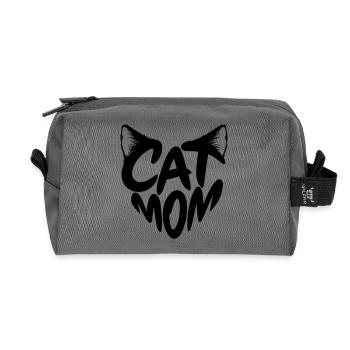 Cat Mom, Katzenmama Herz Typo mit Katzenohren - Recycelte Kulturtasche - Anthrazit - Vorne