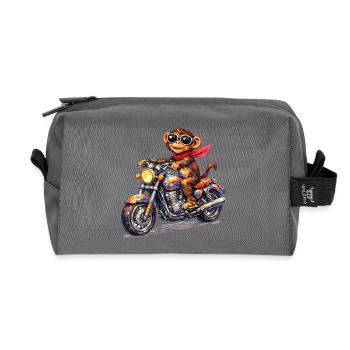 Bunter Affe auf Motorrad - Recycelte Kulturtasche - Anthrazit - Vorne