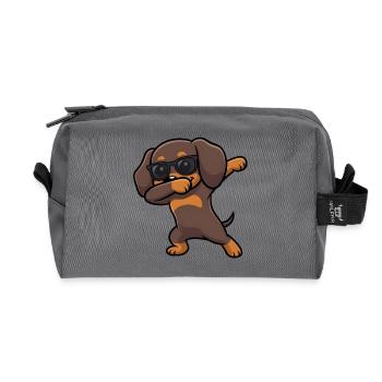 Dabbing Dackel alias Teckel - Trousse de toilette en tissu recyclé - anthracite - Devant