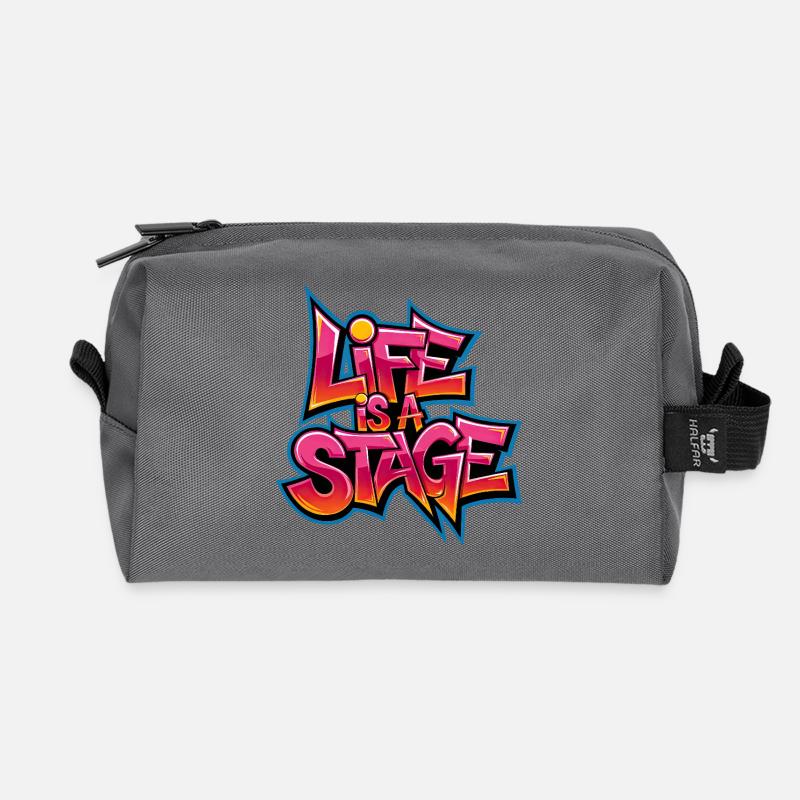 Life is a Stage Graffiti - Recycled Toiletry Zip Bag - anthracite