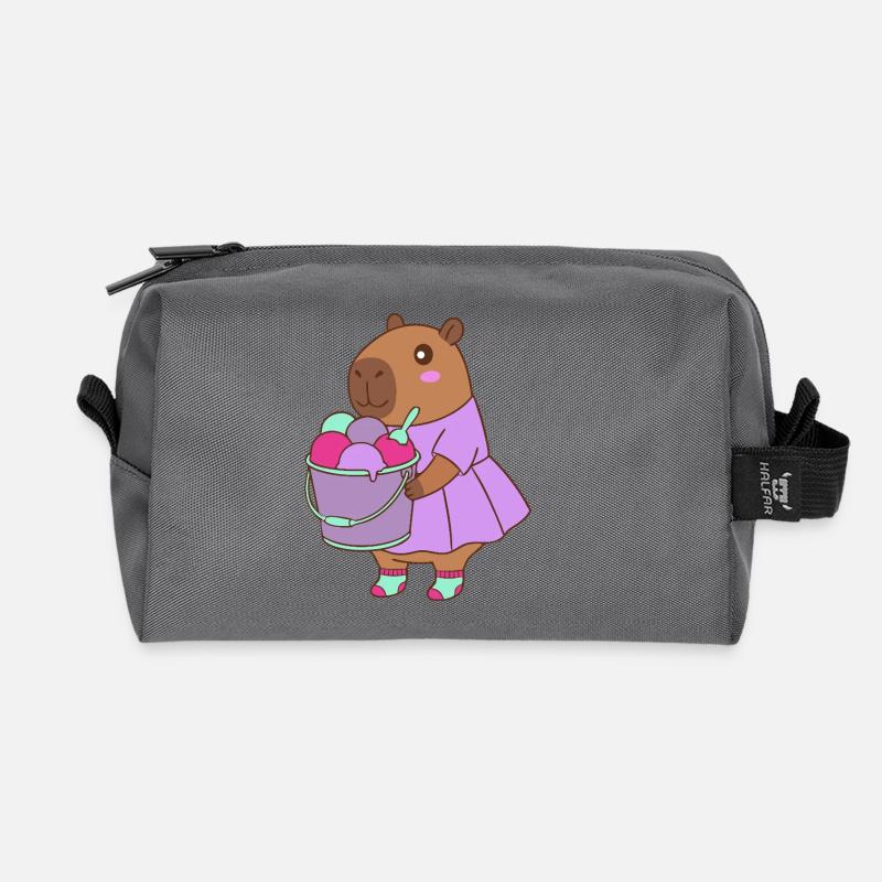 Kawaii niedliche Kapybara-Süßigkeit – Sommerkunst - Recycelte Kulturtasche - Anthrazit