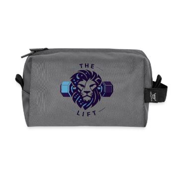 The Lion’s Lift : Graphique minimaliste du Zodiac Gym - Trousse de toilette en tissu recyclé - anthracite - Devant