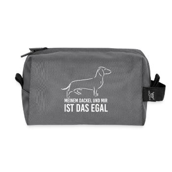 Meinem Dackel und mir ist das egal - Recycelte Kulturtasche - Anthrazit - Vorne