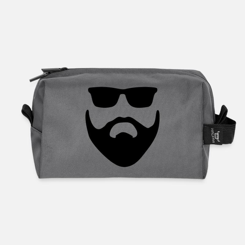 Bart mit Brille - Recycelte Kulturtasche - Anthrazit