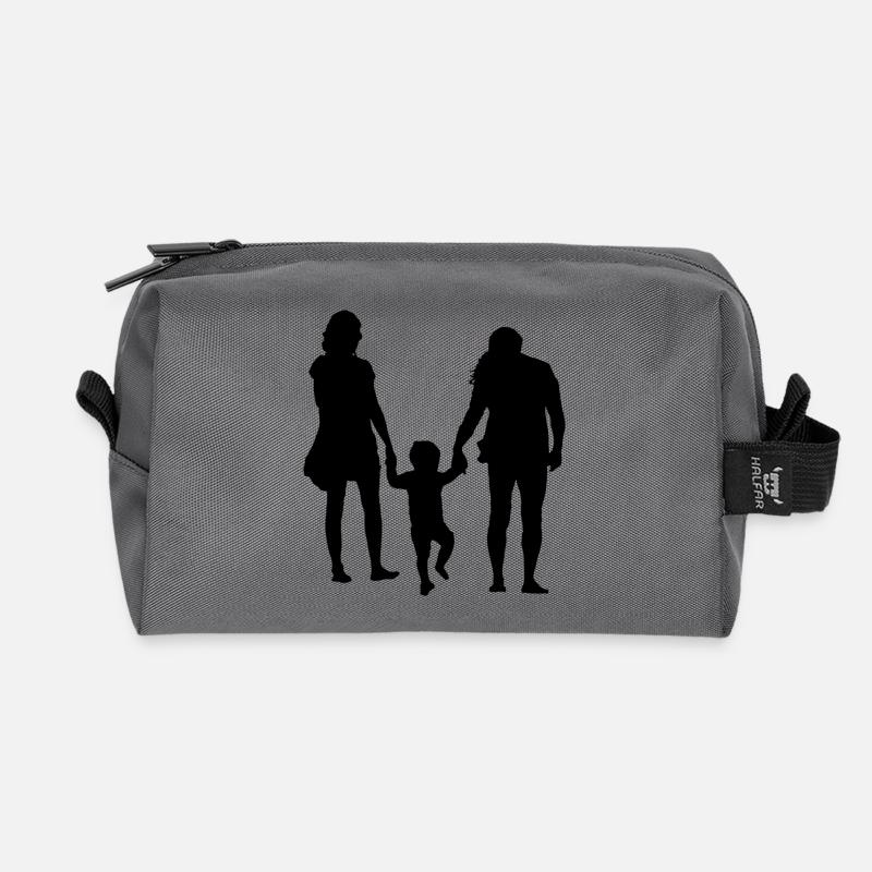 Eltern mit Kind - Recycelte Kulturtasche - Anthrazit