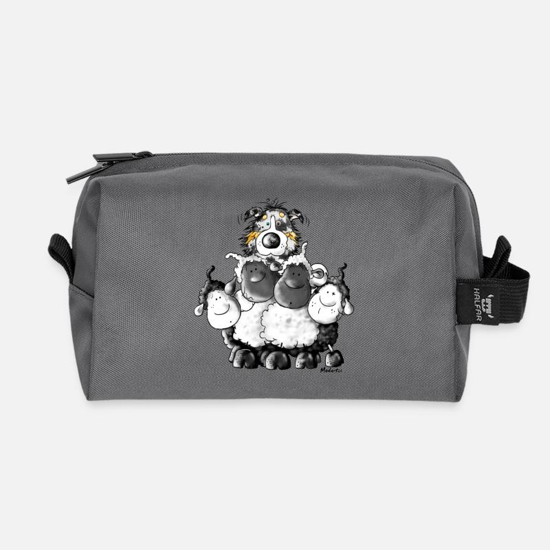 Australian Shepherd Hund und Schafe - Recycelte Kulturtasche - Anthrazit