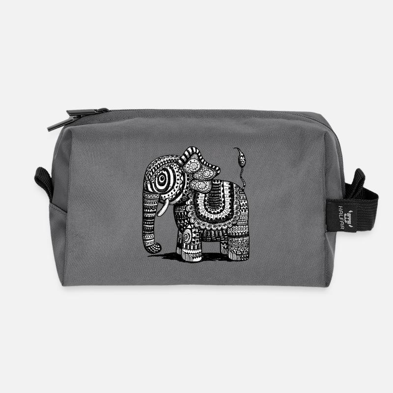 Power Elefant Mit Muster I Indien I Geschenk Ethno - Recycelte Kulturtasche - Anthrazit