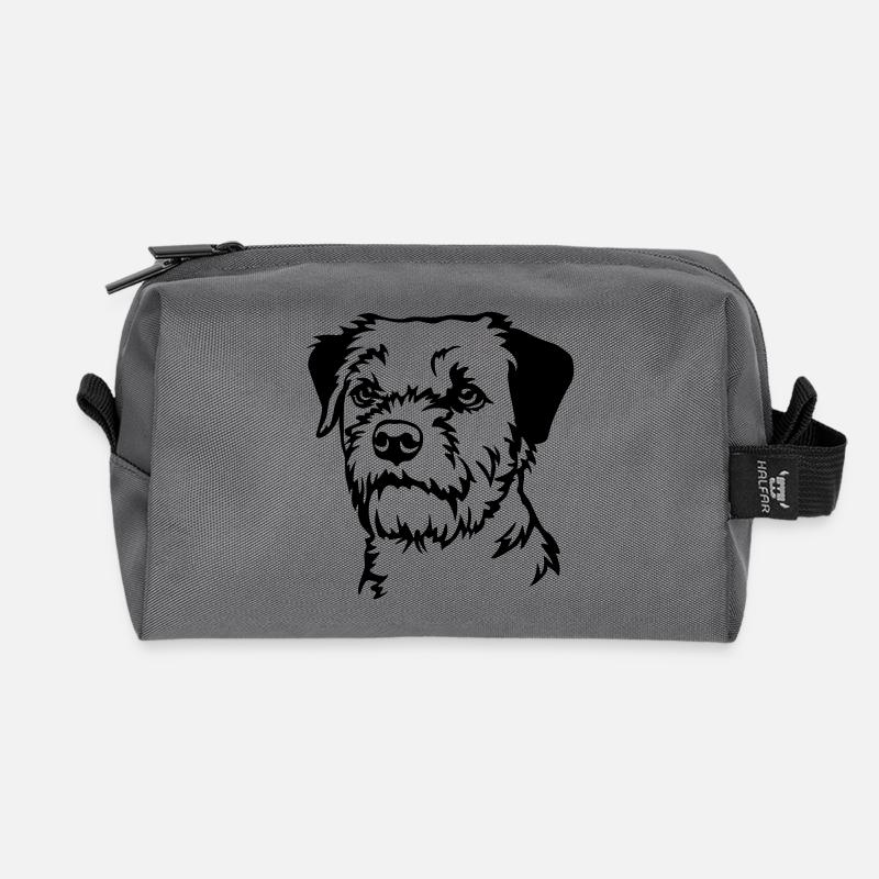 Border Terrier Kopf - Recycelte Kulturtasche - Anthrazit