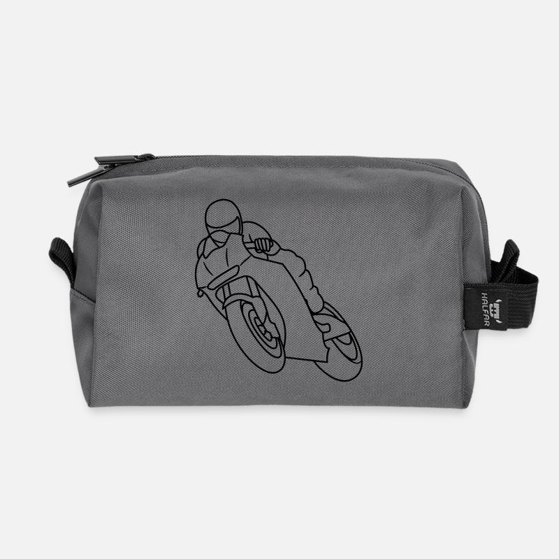 Wheelie beim Motorradrennen - dunkel - Recycelte Kulturtasche - Anthrazit
