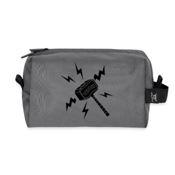 Thor hammer with text THOR - Recycled Toiletry Zip Bag - anthracite - Front