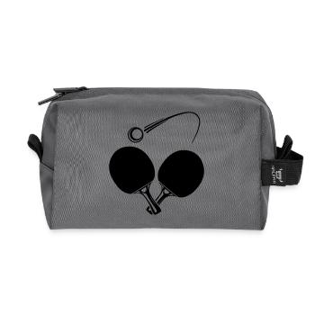 Two table tennis bats and ball - Recycled Toiletry Zip Bag - anthracite - Front