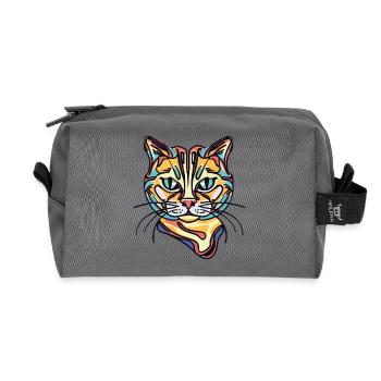 Colorful Cat - Recycled Toiletry Zip Bag - anthracite - Front