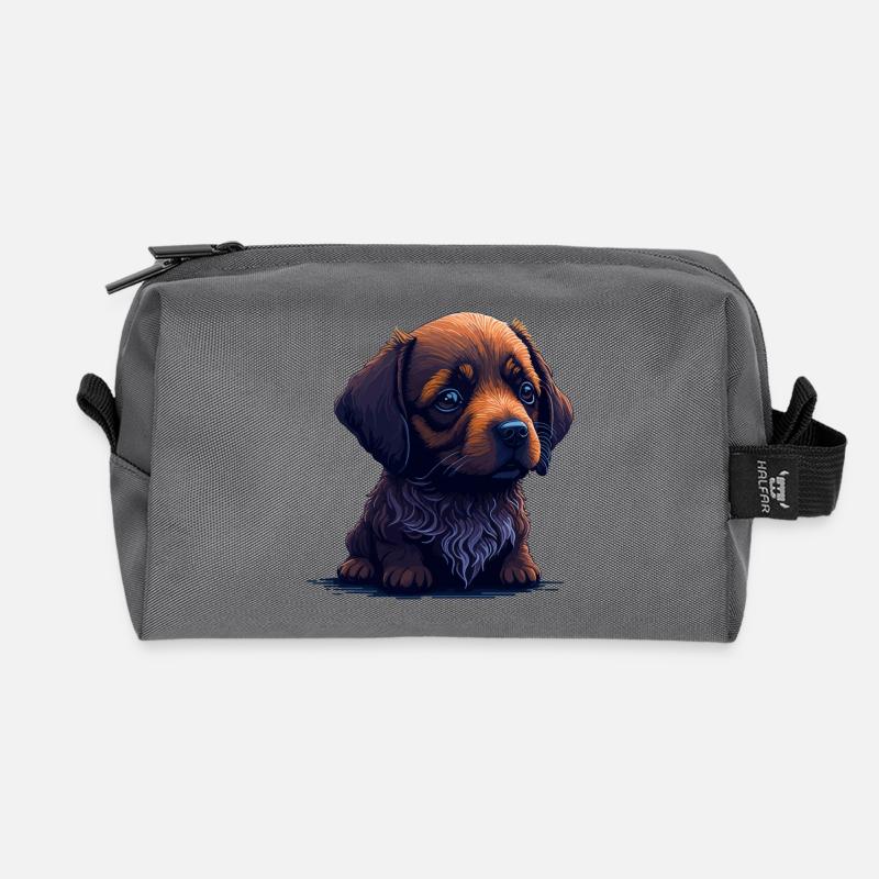 Dachshund in Digital Style - Recycled Toiletry Zip Bag - anthracite