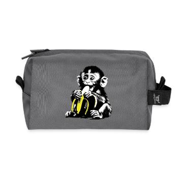 Verspieltes Affenmotiv mit Banane - Recycelte Kulturtasche - Anthrazit - Vorne