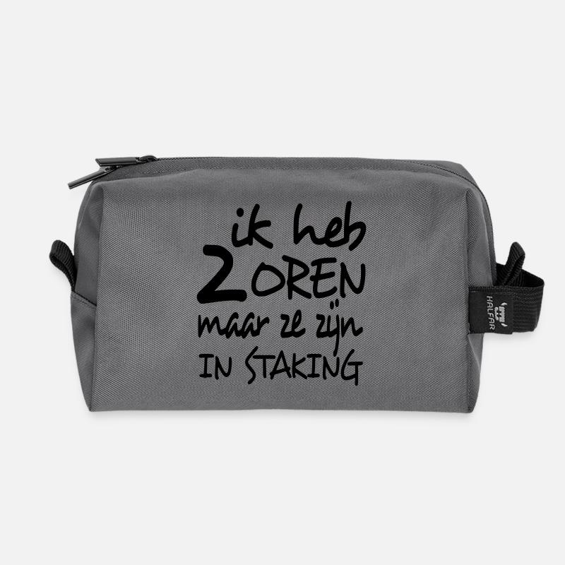 Ich habe 2 Ohren, aber sie streiken * - Recycelte Kulturtasche - Anthrazit