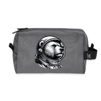 Bear, Astronaut, Space, Space - Recycled Toiletry Zip Bag - anthracite - Front
