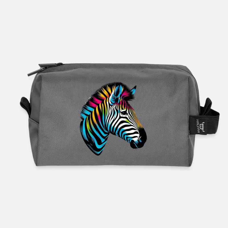 Zebra - Recycelte Kulturtasche - Anthrazit