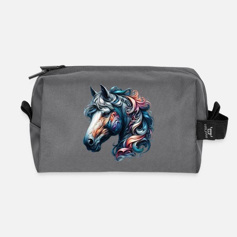 Pferd - Recycelte Kulturtasche - Anthrazit