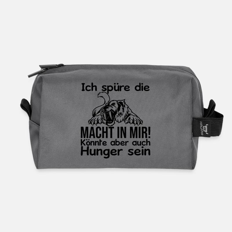 I feel power inside me or is it hunger - Recycled Toiletry Zip Bag - anthracite