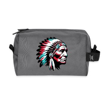 Amérindien Américain - Trousse de toilette en tissu recyclé - anthracite - Devant