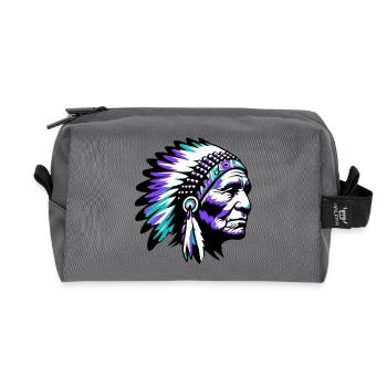 Amérindien Américain - Trousse de toilette en tissu recyclé - anthracite - Devant