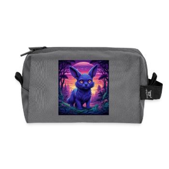 Neon Fuchs im Abendwald - Recycelte Kulturtasche - Anthrazit - Vorne