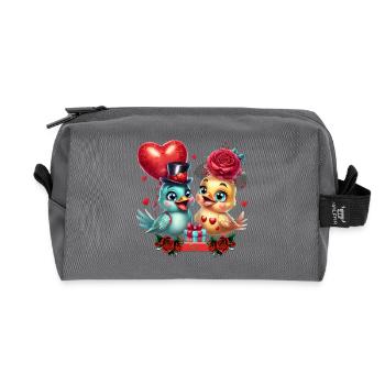 Herzballon und Rosenmagie - Recycelte Kulturtasche - Anthrazit - Vorne