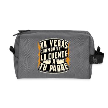 When I tell your father - Recycled Toiletry Zip Bag - anthracite - Front