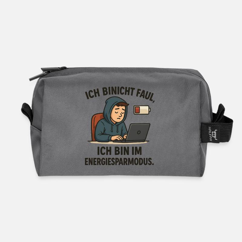 Ich bin nicht faul - Recycelte Kulturtasche - Anthrazit