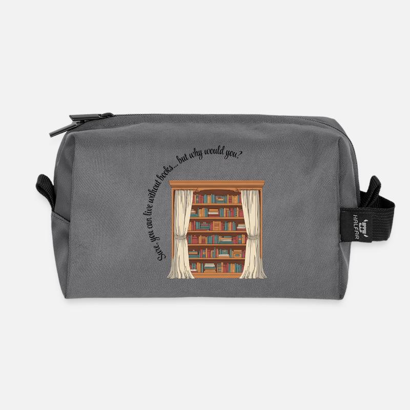 Leben ohne Buch? NEIN! - Recycelte Kulturtasche - Anthrazit