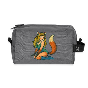 Foxy Zauberin Illustration - Recycelte Kulturtasche - Anthrazit - Vorne