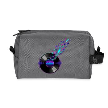 Retro Vinyl and Digital Skyline Design - Recycled Toiletry Zip Bag - anthracite - Front